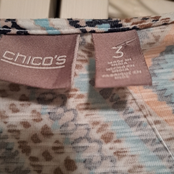 Chico's Size 3 (L)Multi Color Pullover Top 3/4 sleeves #168 - Picture 8 of 9